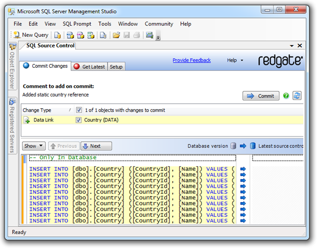 Committing the static data to VCS