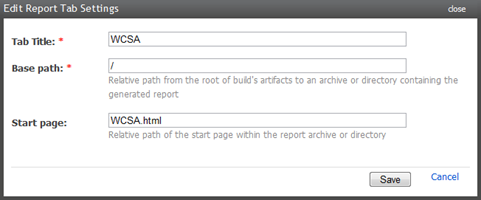 Adding a WCSA report tab to the build