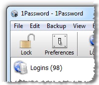 1Password showing 98 logins