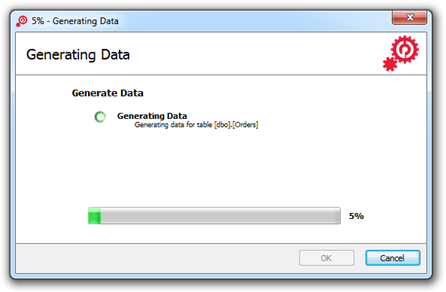 Data generation in progress window