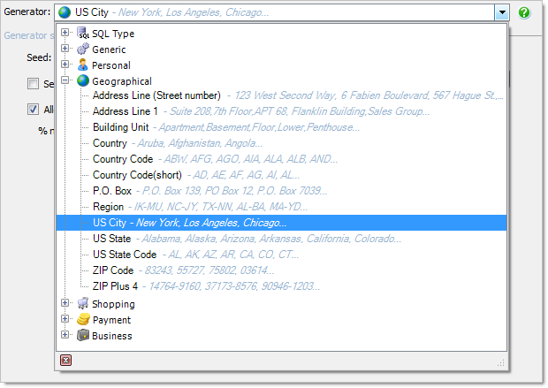 Different logical data types selection