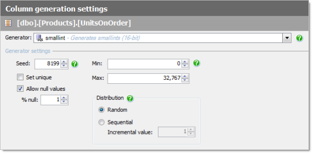 Integer type generation screen