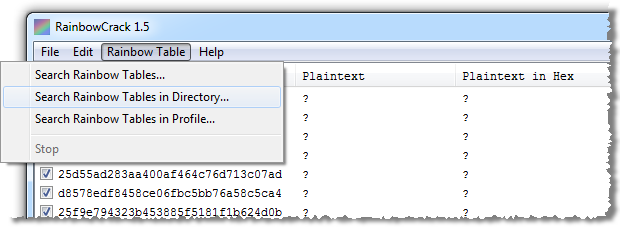 RainbowCrack loading rainbow tables