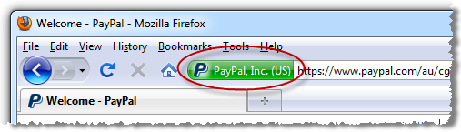 Firefox showing the presence of PayPal SSL