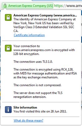 American Express certificate summary