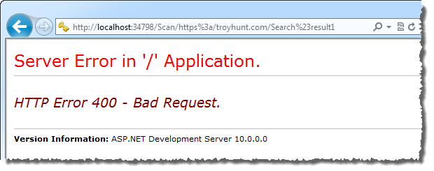 RedirectToRoute causing an HTTP 400