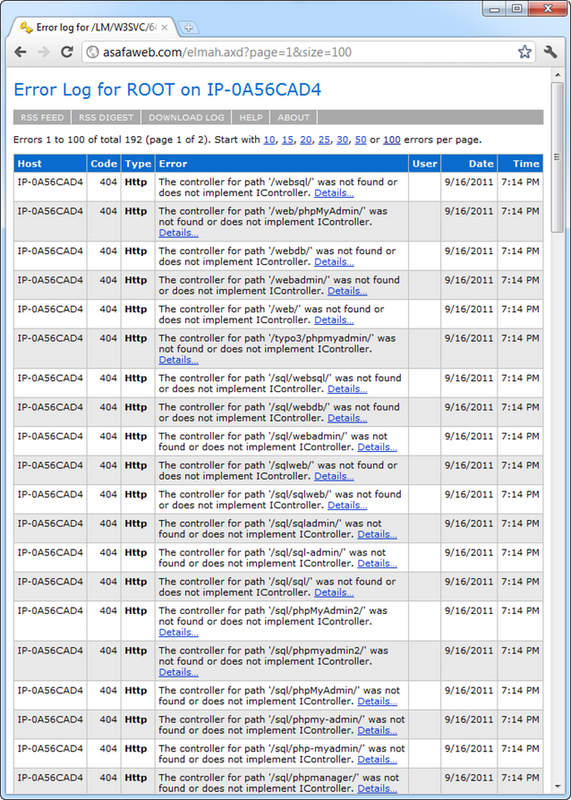 elmah error log