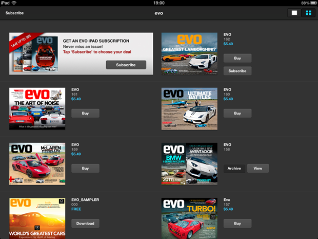 EVO magazine on iPad