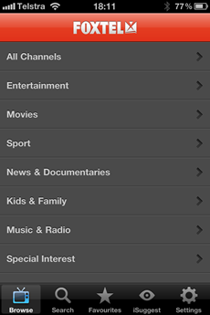 Foxtel iPhone app