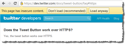 Twitter returning mixed content and causing a browser warning