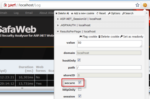 Custom cookie set to secure after explicitly setting it in code