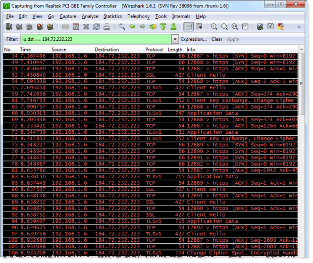 ASafaWeb TLS traffic viewed in Wireshark