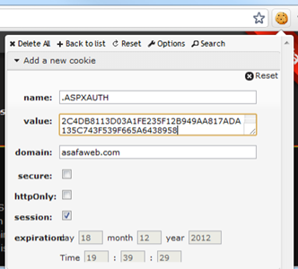 Manually recreating the .ASPXAUTH cookie in the PC sniffed from the iPad