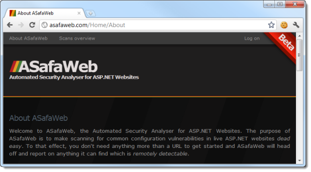 Accessing the ASafaWeb website on the PC whilst not authenticated
