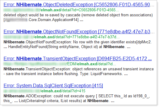 Sites using NHibernate as exposed by ELMAH