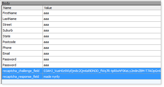 Form fileds submitted to the target site