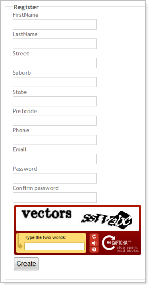 Target site registration form