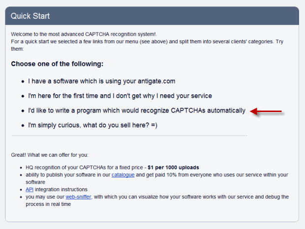 Options for consuming Antigate's service