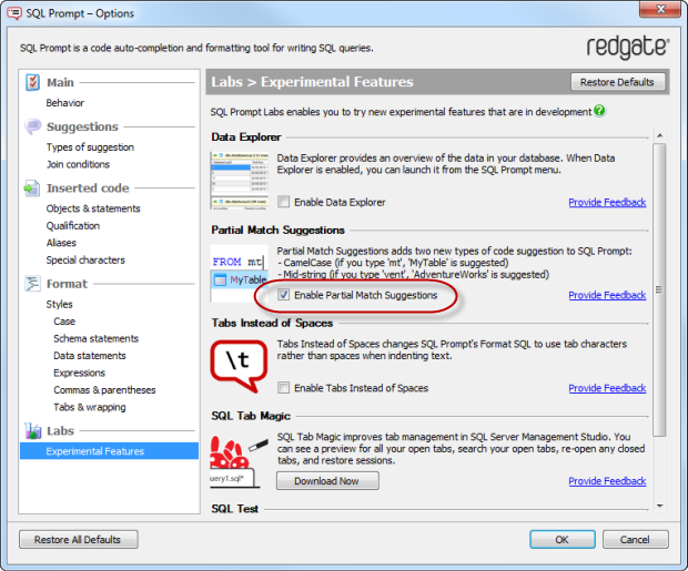 Enabling partial match searches