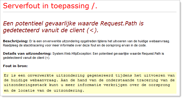 A Dutch custom error message