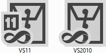 The VS 11 and VS 2010 solution file logos side by side