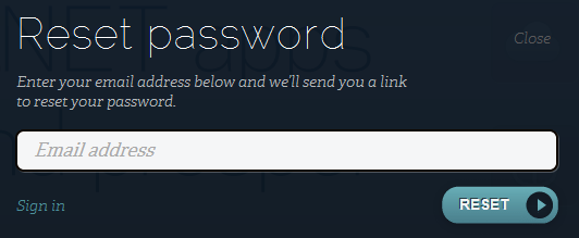 Begining a password reset on AppHarbor