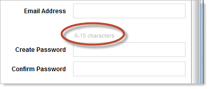 Limit of 15 characters for store password