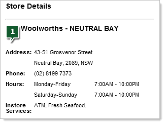 Woolworths showing locally targeted info