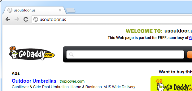 usoutdoor.us parked at GoDaddy