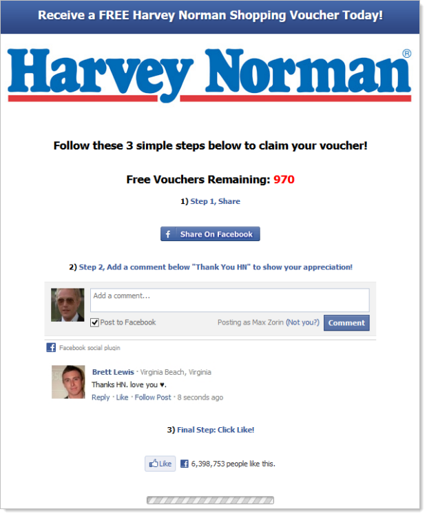 Same scam running at harveynorman.org