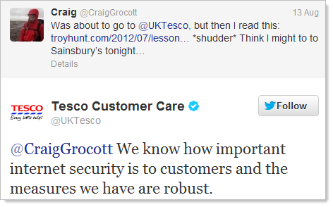 Continued assertion that Tesco security is "robust"