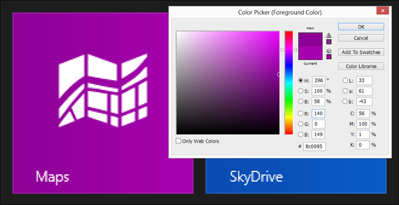 Gradient in Windows 8 tiles