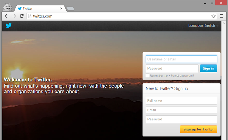 Twitter logon page loaded over HTTP