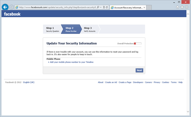 2nd step of updating security information