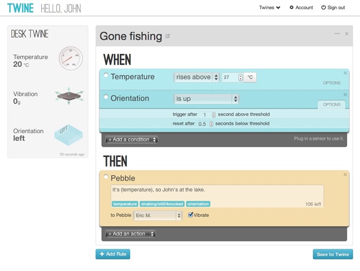 Twine web-based control panel