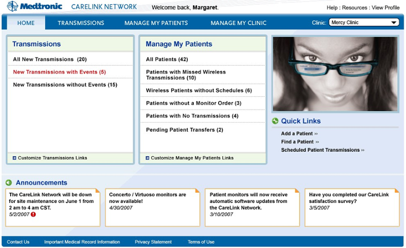 Medtronic interface in the browser