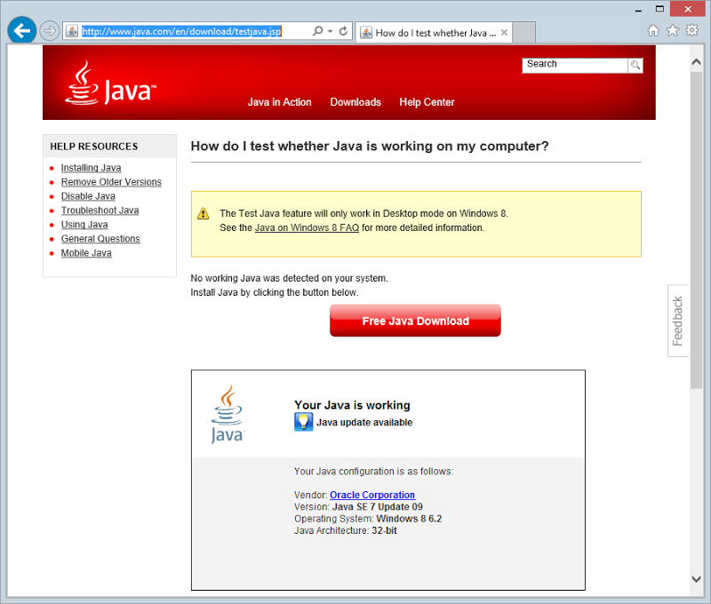 Testing if Java is enabled (it is)