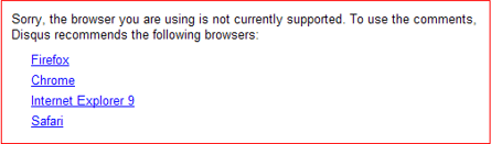 Disqus not supporting IE 8