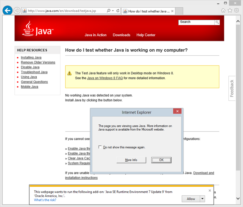 Testing if Java is enabled (it isn't)
