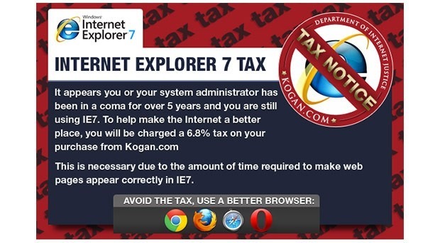 Kogan's 6.8% tax on IE 7 users