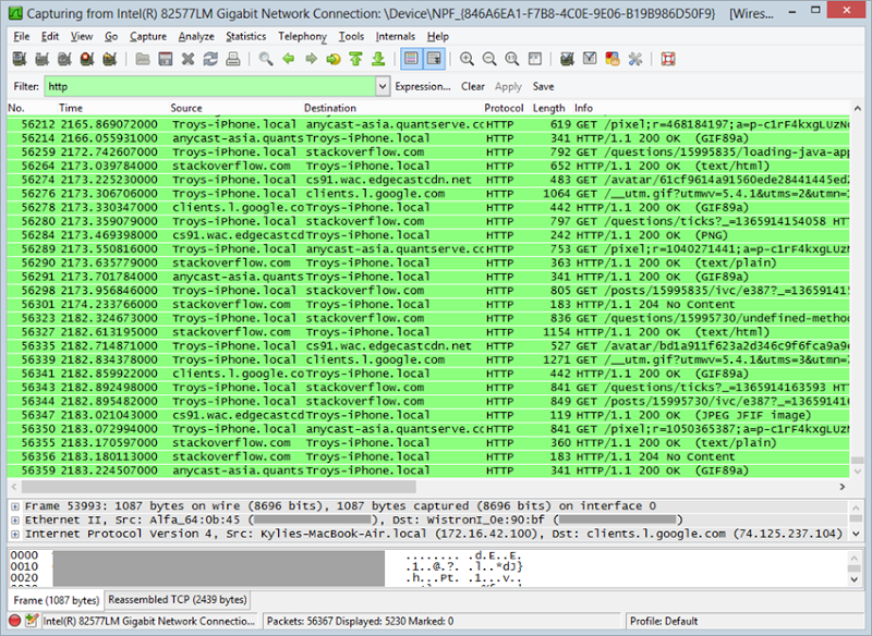 HTTP requests to Stack Overflow being captured