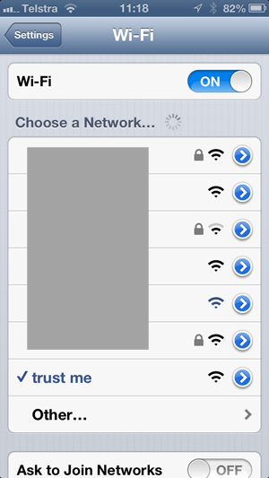 iPhone seeing the "trust me" SSID