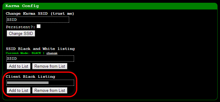 Blacklisting a MAC address