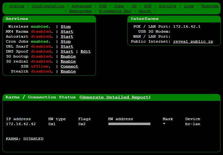 The Pineapple browser UI