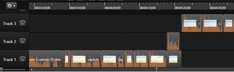 Camtasia timeline with lots of editing
