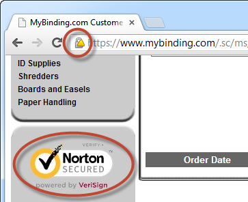 MyBinding.com website with mixed mode HTTP and HTTPS