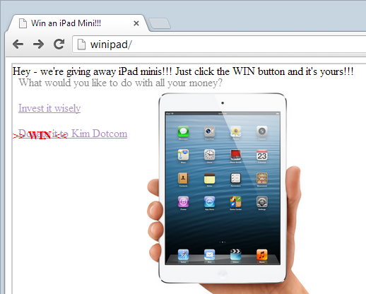 Win an iPad website showing the banking website on top of it