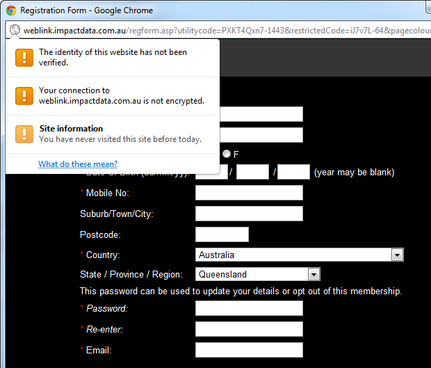 No TLS on registration page