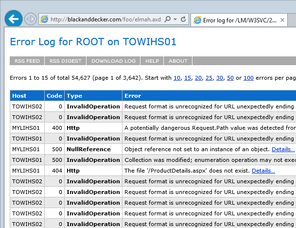 ELMAH log not protected at /foo/elmah.axd