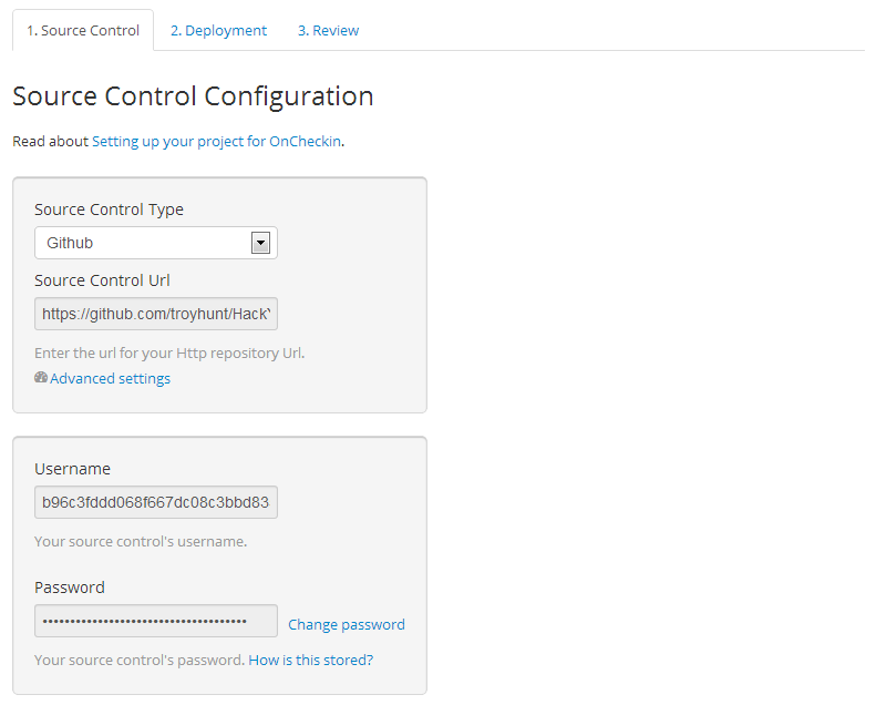 Configuring source control